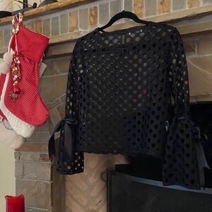 Beautiful Vintage Sheer Black Blouse